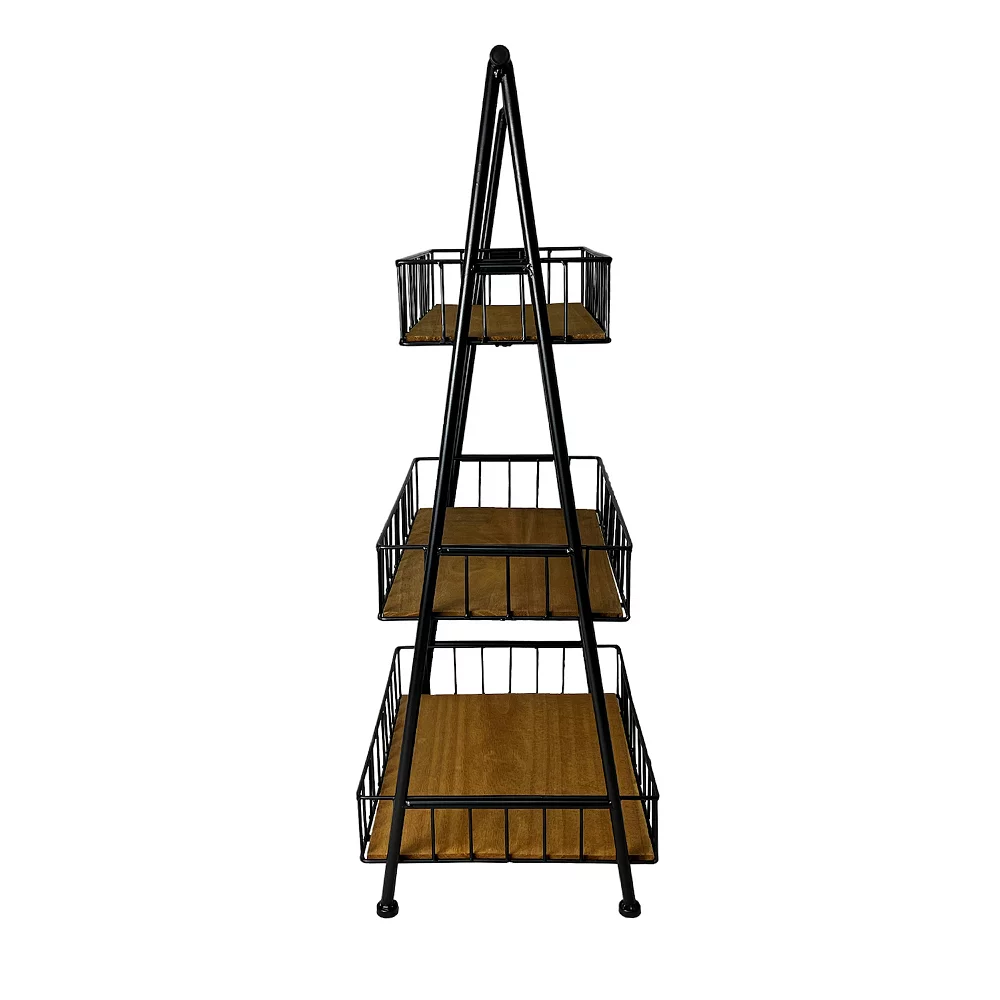 Sonoma Goods For LifeĀ® 3-Tier Wood & Metal Basket Shelf - Image 3