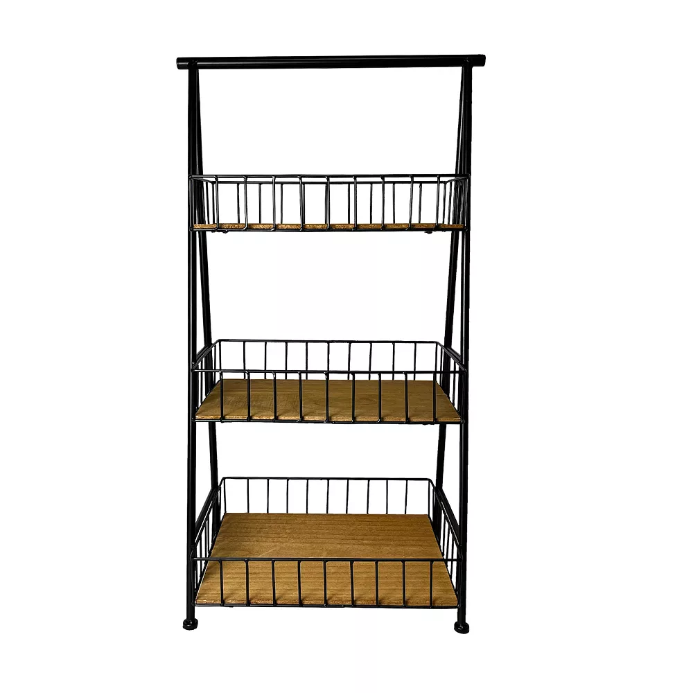 Sonoma Goods For LifeĀ® 3-Tier Wood & Metal Basket Shelf - Image 4