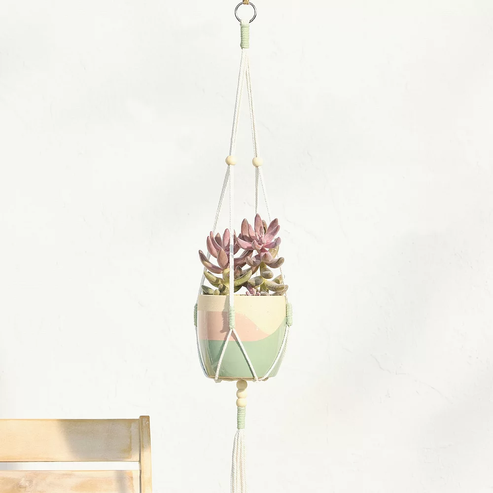 Sonoma Goods For Life® Color Block Hanging Macramé Planter - Image 2