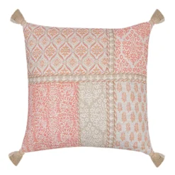 Sonoma Goods For Life® Coral & Tan Block Print Ultimate Feather Fill Throw Pillow